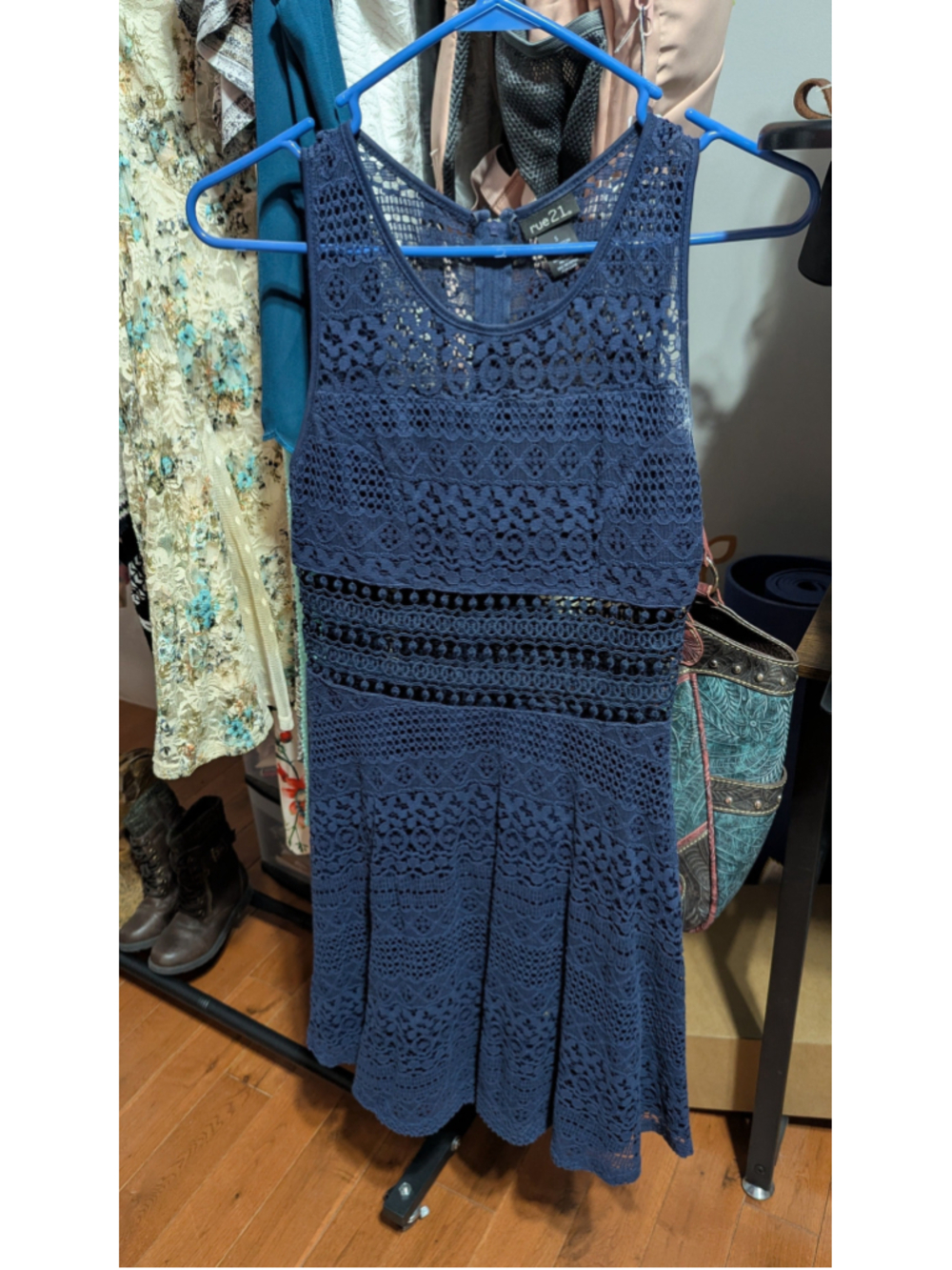 Rue21 Navy Crochet Cutout Dress | Women's Size Small